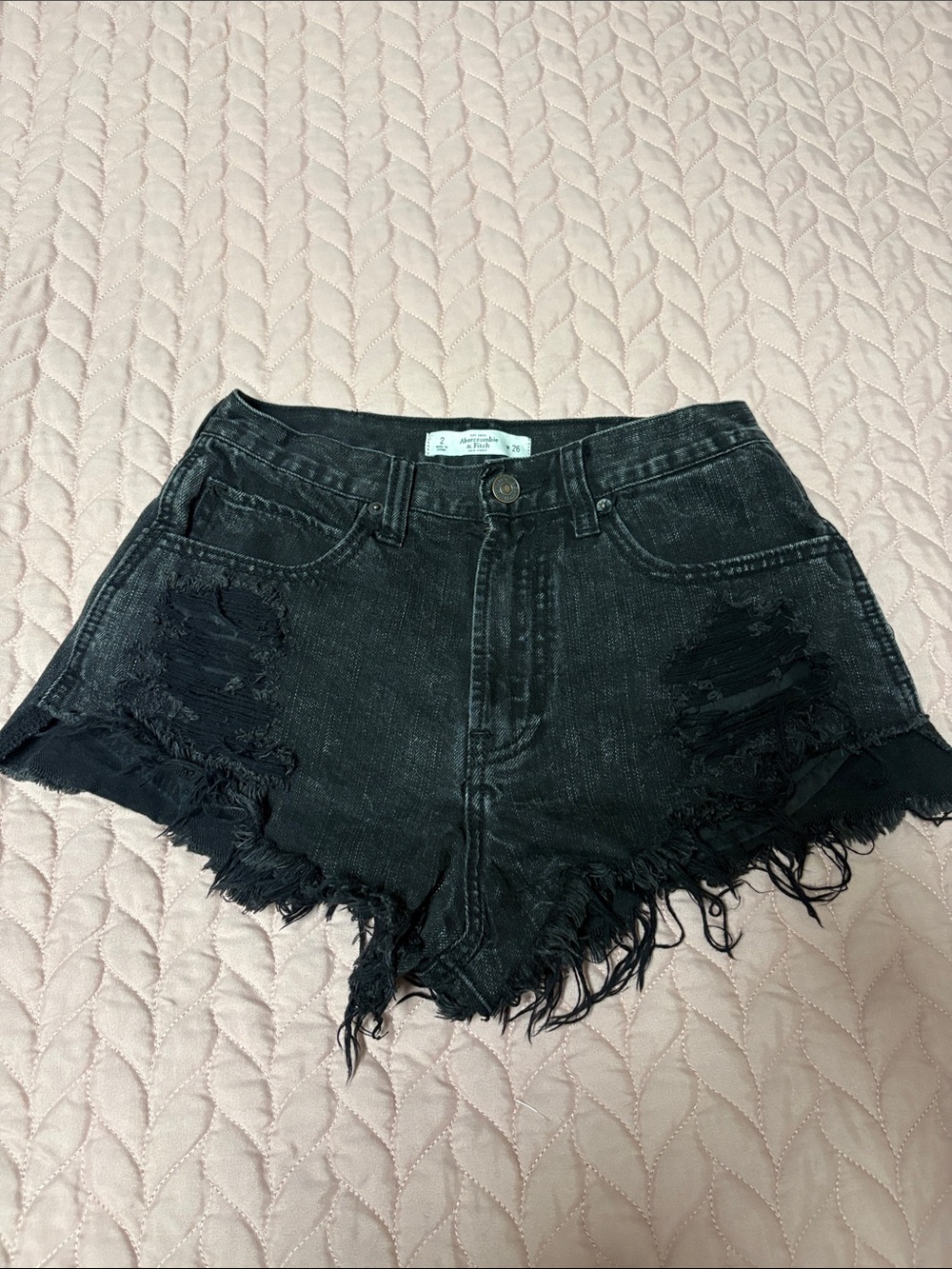 Bare Black Distressed High-Waist Women's Denim Shorts